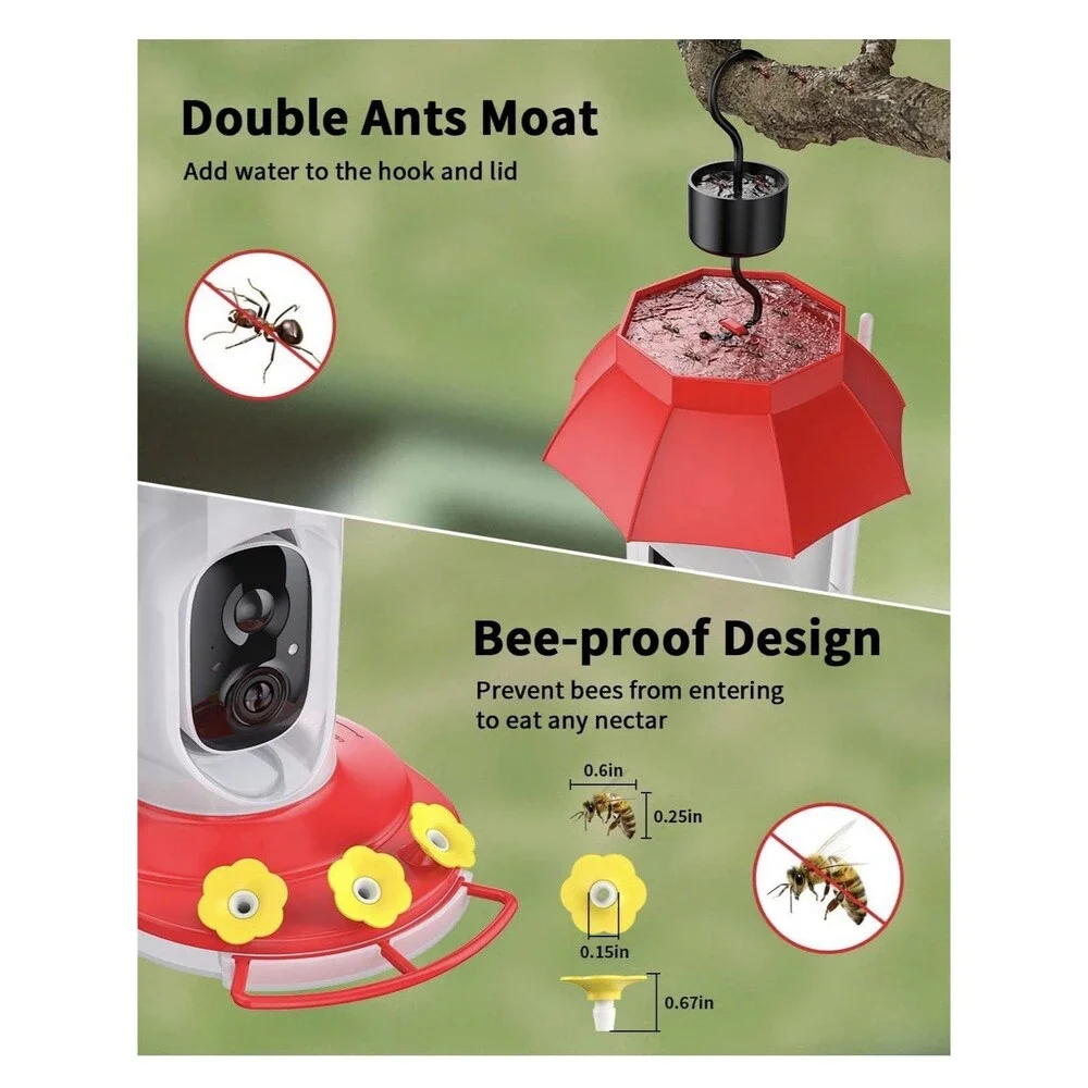 HARYMOR G10 Smart Hummingbird Feeder with Camera Solar Powered, AI Identify